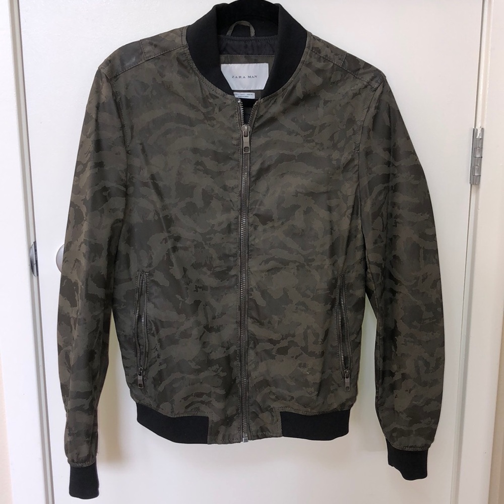 Zara Man, green camouflage bomber jacket